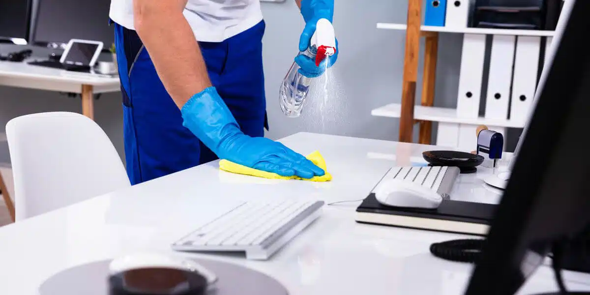 professional office cleaning desk